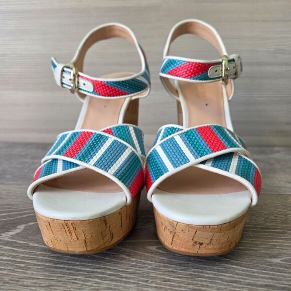 Kate Spade New York Grace Raffia Cork Platform Heels Womens Size 8 Sandal - Picture 8 of 15